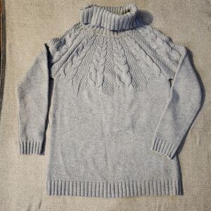 Seasalt cornwall sweater Chunky Knit Turtleneck Gray Sz 6 Cotton Wool Blend